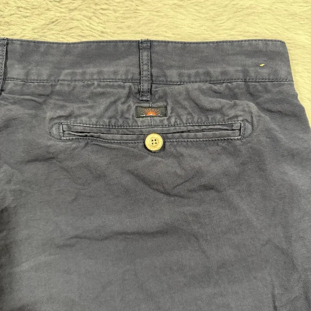 Faherty Shorts Mens 40 Navy Blue Flat Front Lightweight Chino Casual Summer